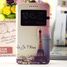 ZTE Blade S6 - PU Leather Flip Window View Stand Protective Phone Cover Case - Paris Pattern